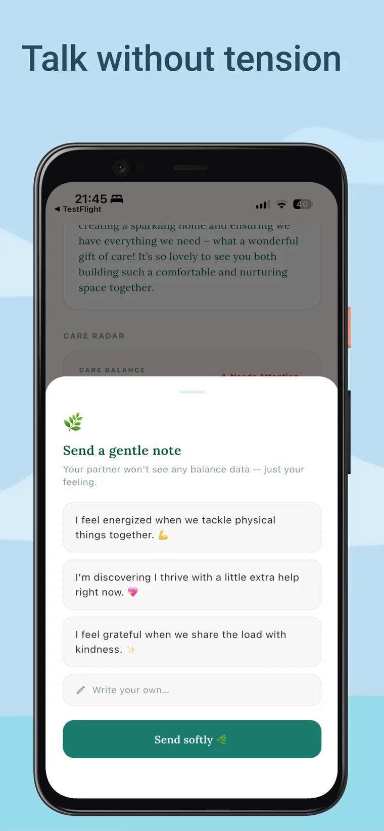 Communicate without conflict — send a gentle note that shares how you feel without pressure