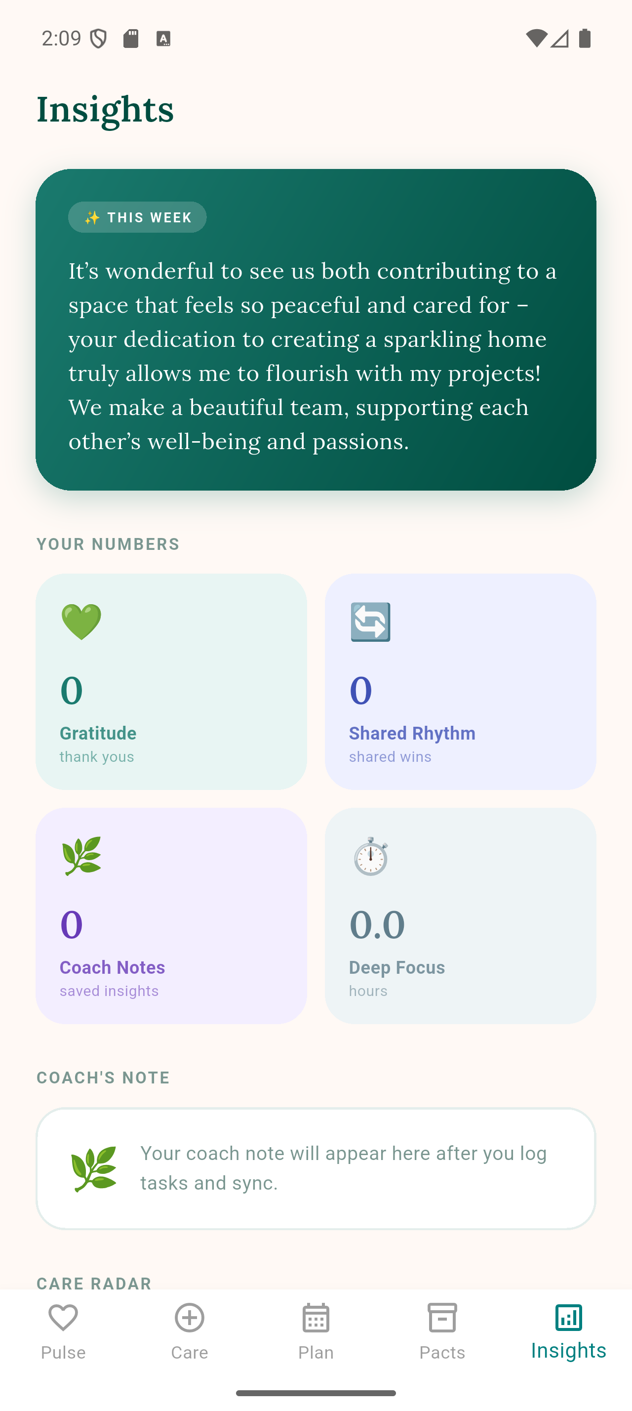 Insights — weekly AI relationship summary